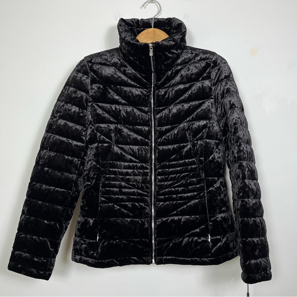 Calvin Klein Women’s Black Quilted Down‎ Puffer Jacket Size Medium High Collar